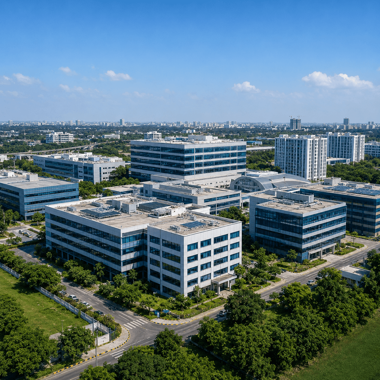 Industrial company facility in Hyderabad served by employee transportation