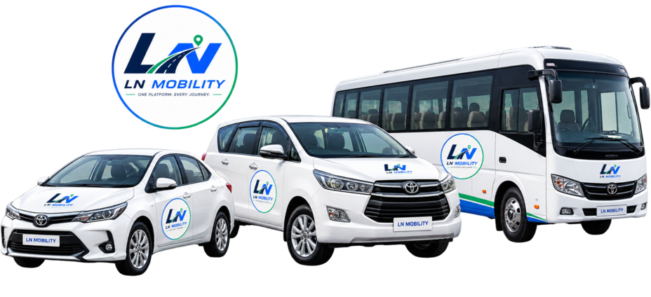 LN Mobility Fleet with sedan MUV and Mini Bus